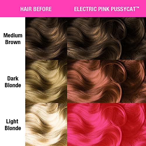 MANIC PANIC Electric Pink Pussycat on dark hair for deeper shade