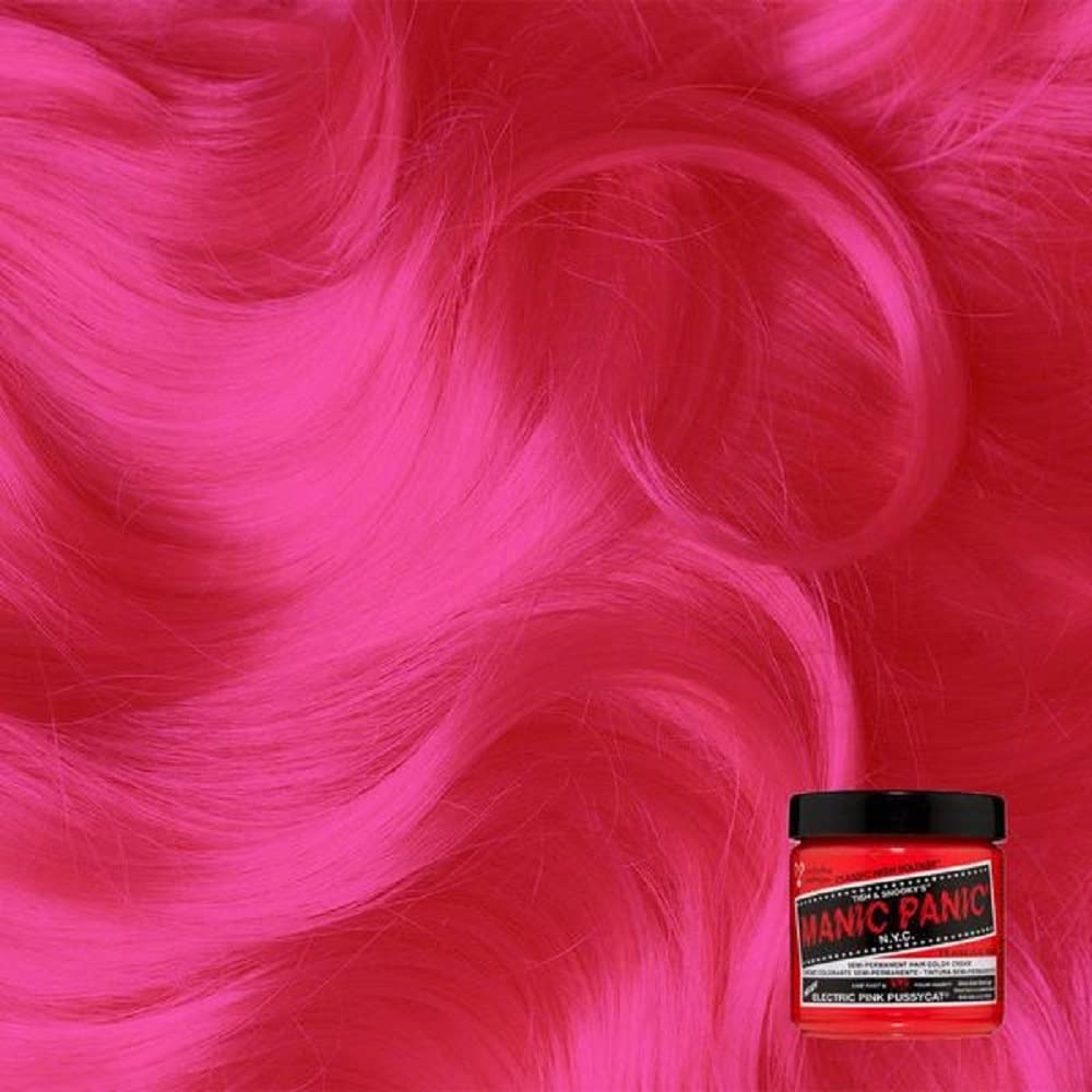 MANIC PANIC Electric Pink Pussycat on pre-lightened hair for bright saturation