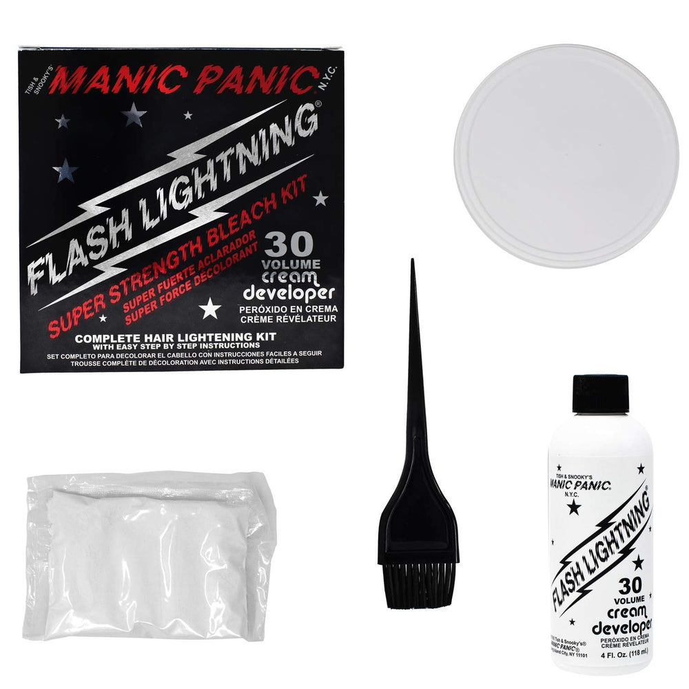 MANIC PANIC Flash Lightning gloves included for at-home bleaching.