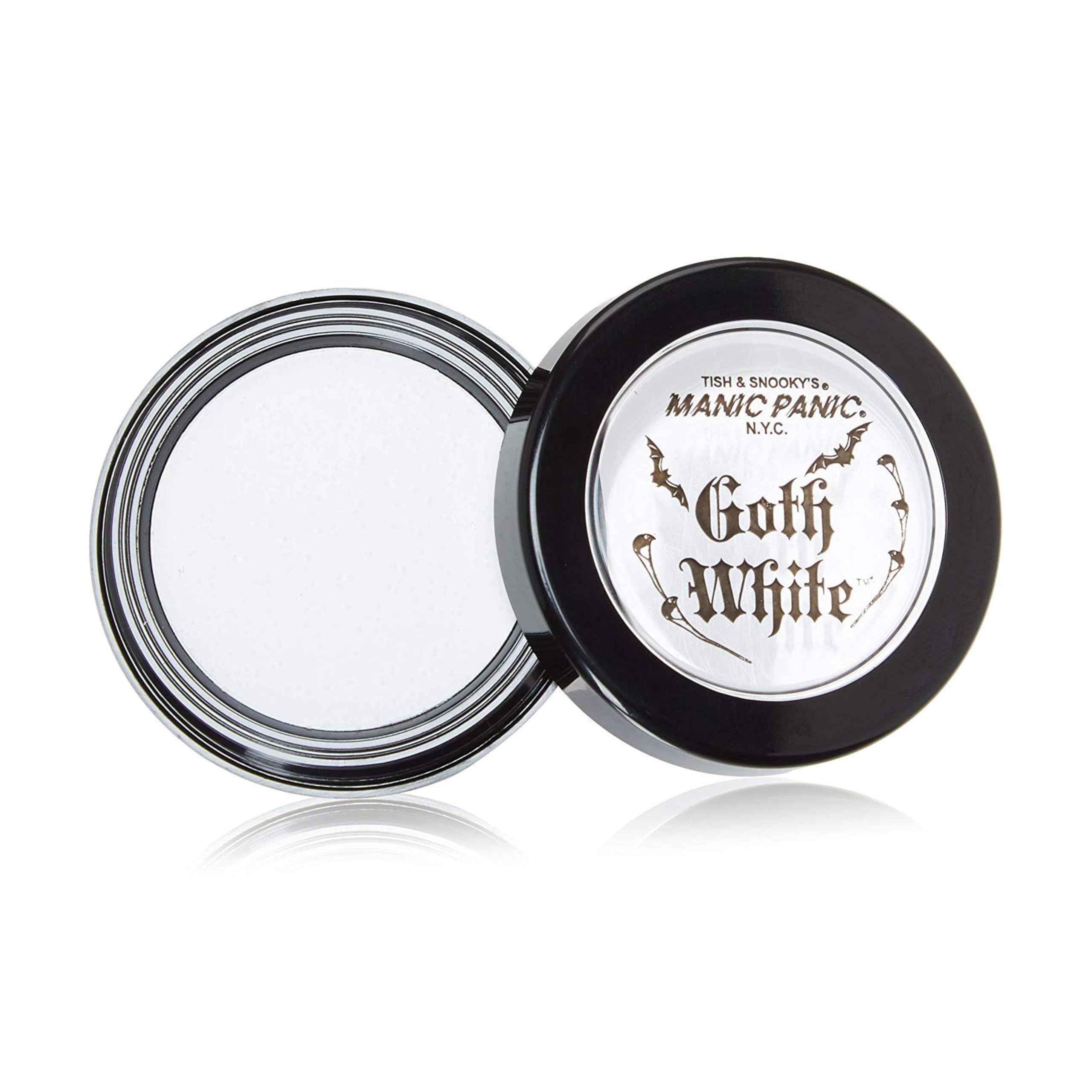 MANIC PANIC Goth White Cream to Powder Foundation applied for smooth, even coverage.