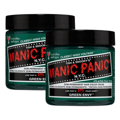 MANIC PANIC Green Envy bottle closeup highlights vibrant emerald shade for vivid color.
