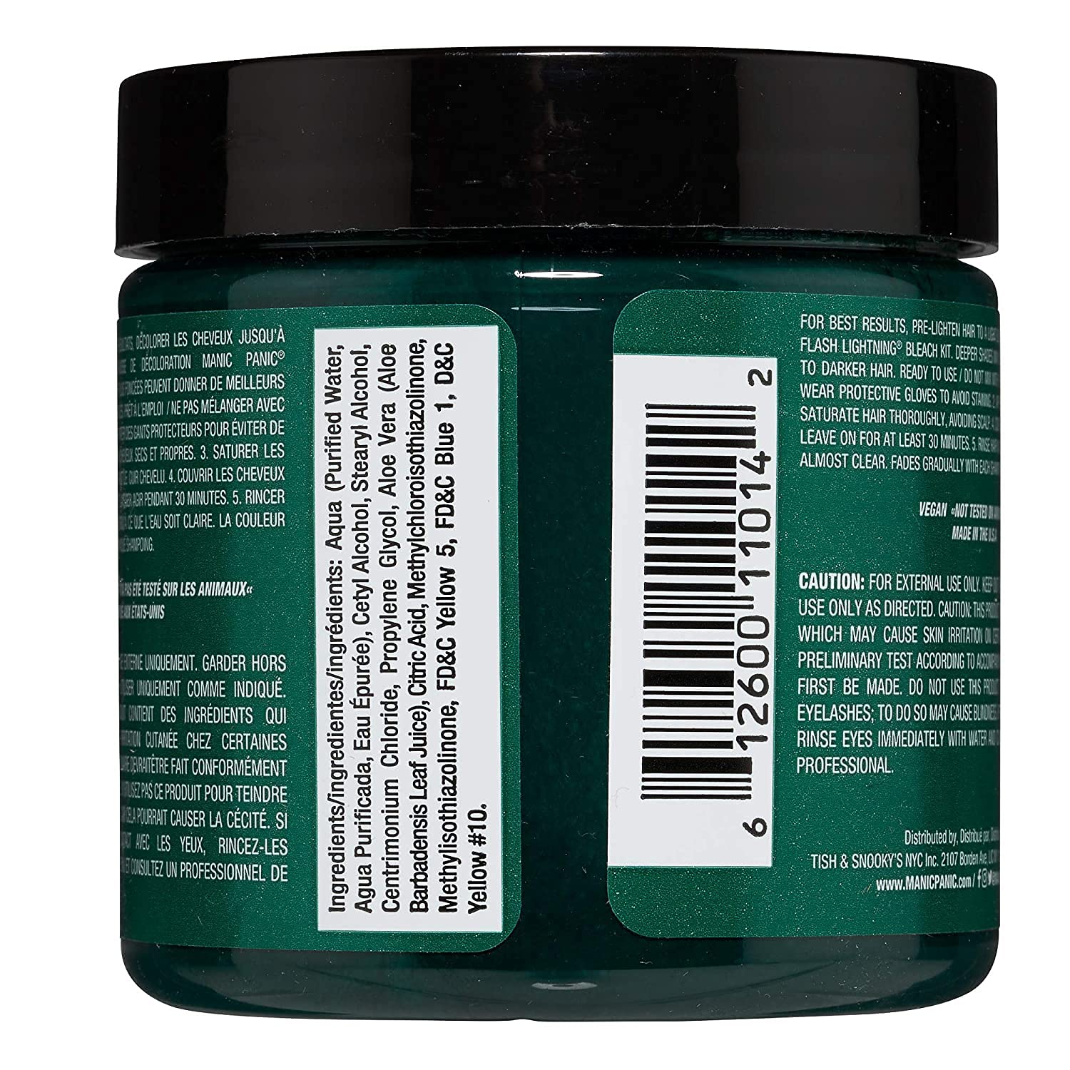 MANIC PANIC Green Envy tub open shows creamy semi permanent formula for easy application.