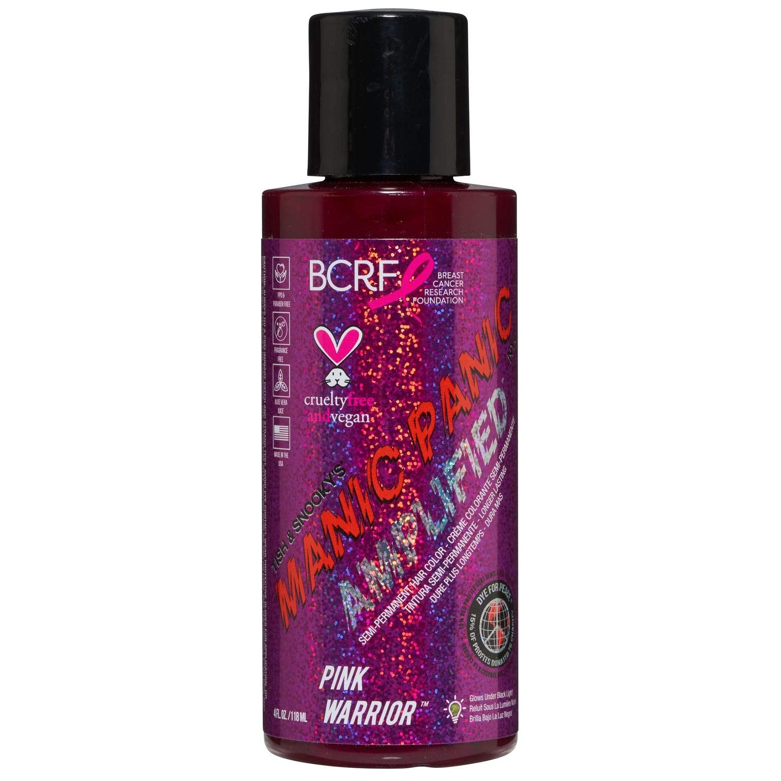MANIC PANIC Pink Warrior Amplified bottle showing bold neon pink for festival-ready color.