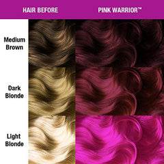 MANIC PANIC Pink Warrior Amplified neon pink glows under black light on level ten blonde.