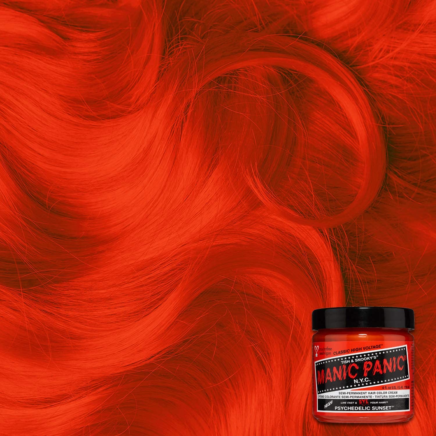 MANIC PANIC Psychedelic Sunset tub closeup reveals creamy semi-permanent formula