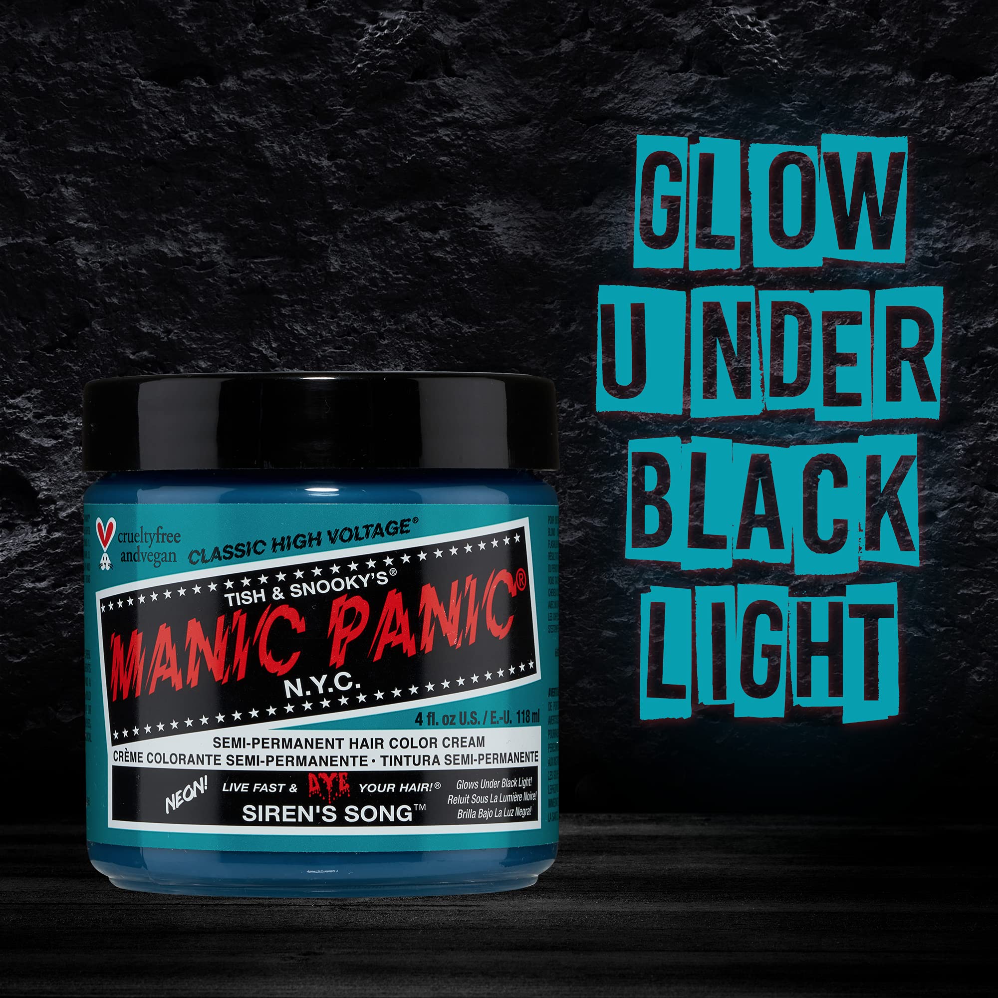 MANIC PANIC Siren's Song hair color swatches display depth on light hair.