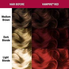 MANIC PANIC Vampire Red salon application illustrates dramatic color payoff in sessions.