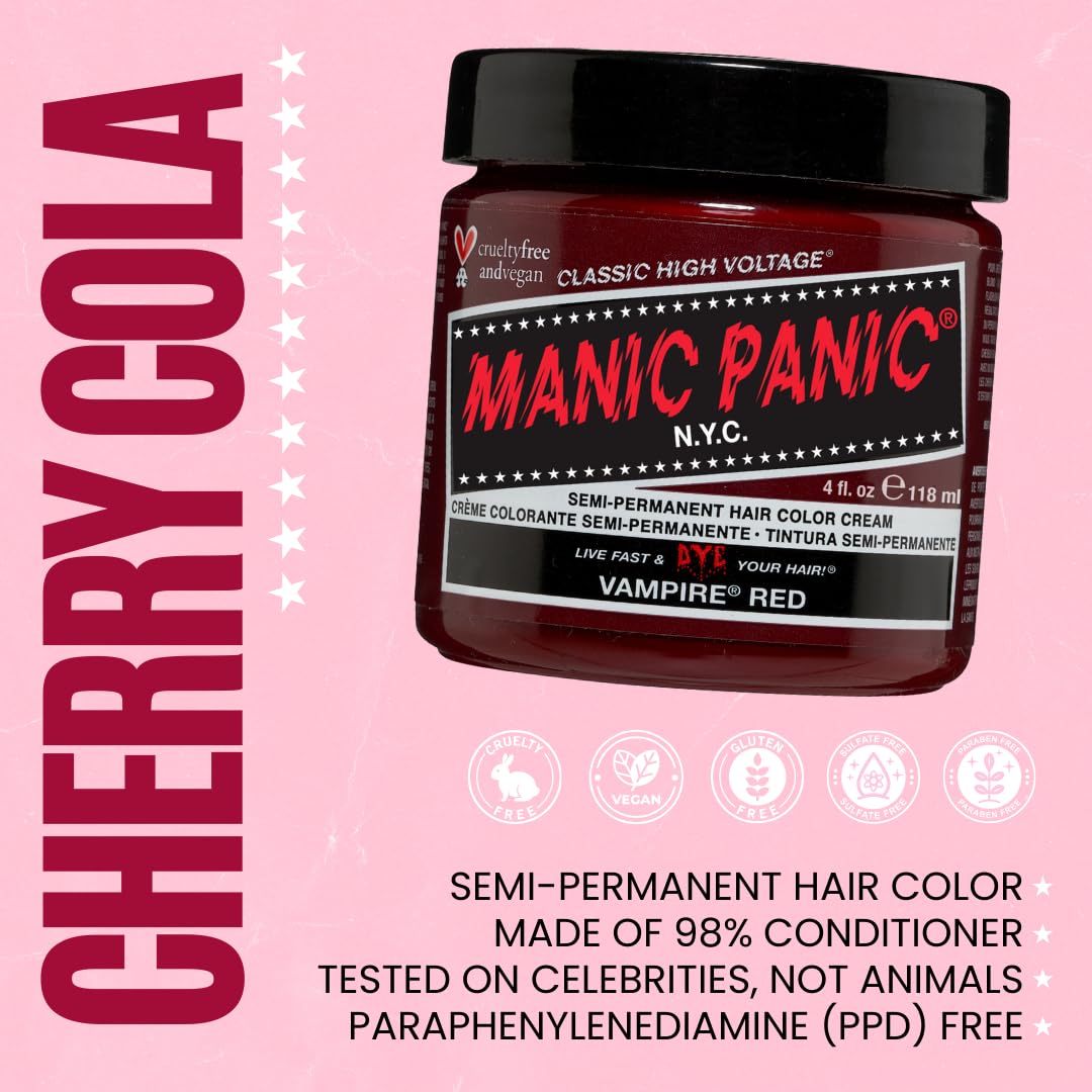 MANIC PANIC vegan cruelty-free logo highlights ethical beauty credentials.