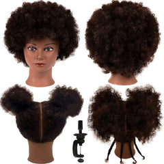 Mankainhead Afro Curly Mannequin Head with 100% human hair for realistic curling practice
