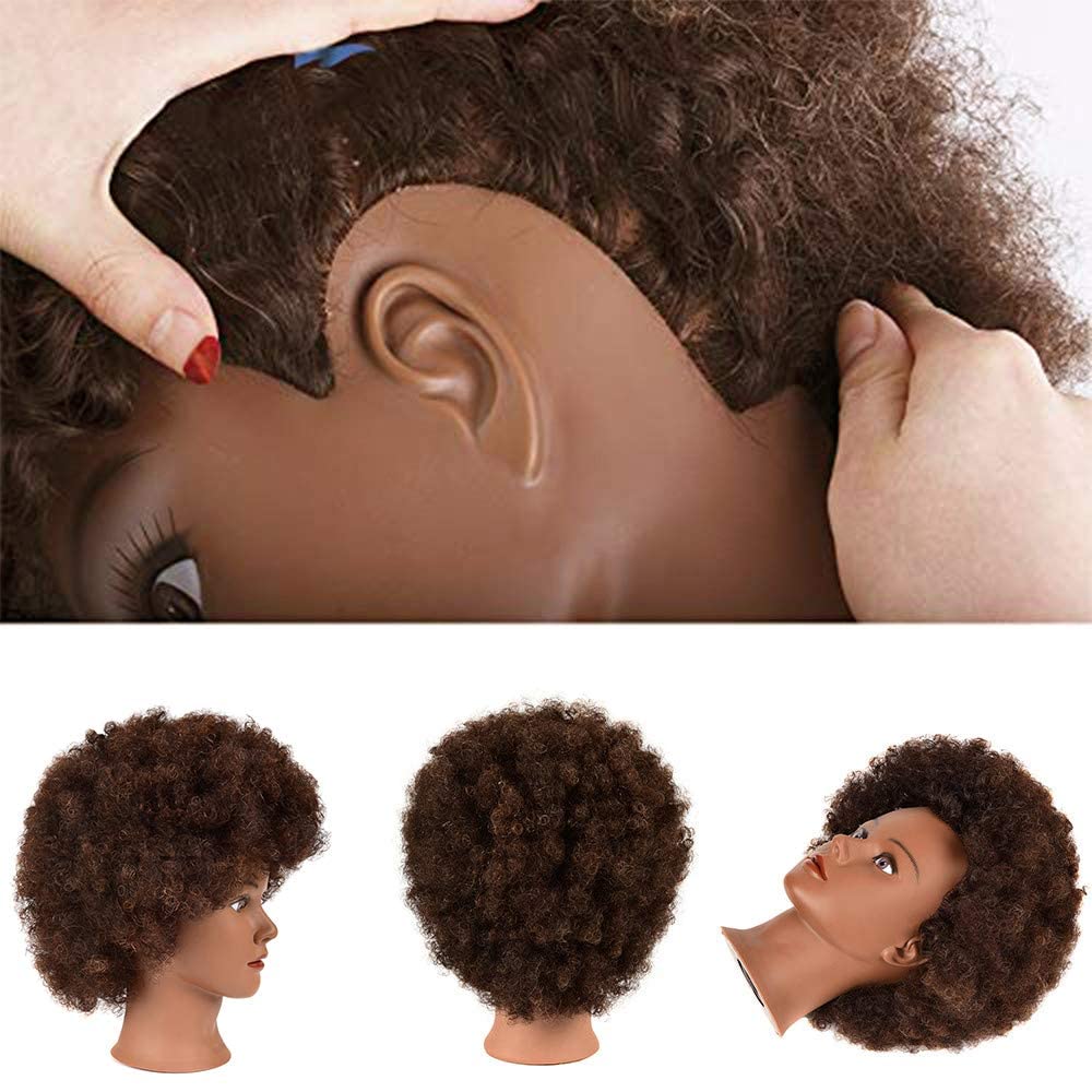 Mankainhead Afro Curly Mannequin Head prepared for dyeing and color work