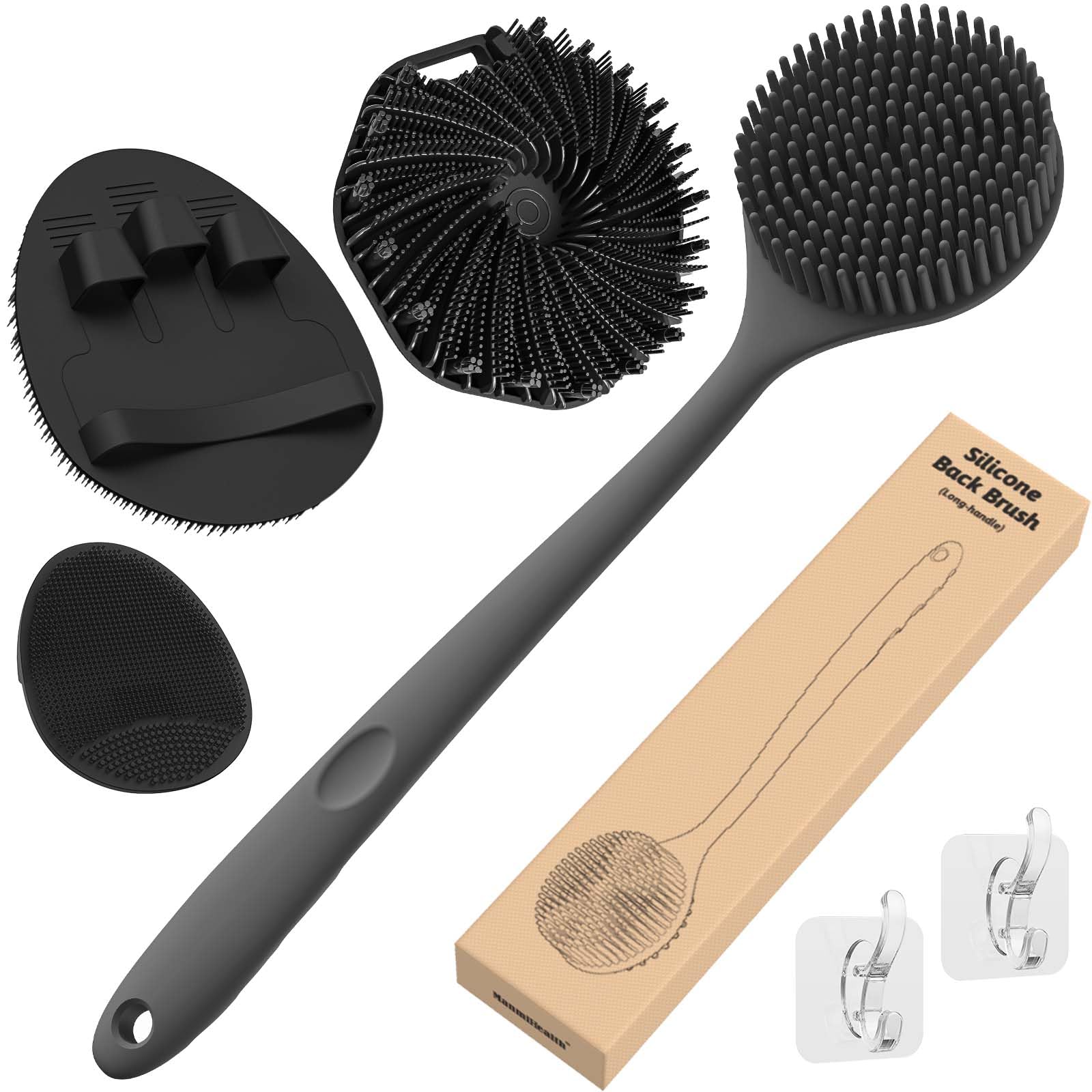 Manmihealth back scrubber with 15-inch handle for easy back cleansing