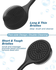 Manmihealth back scrubber hanging design for hygienic air drying after shower.