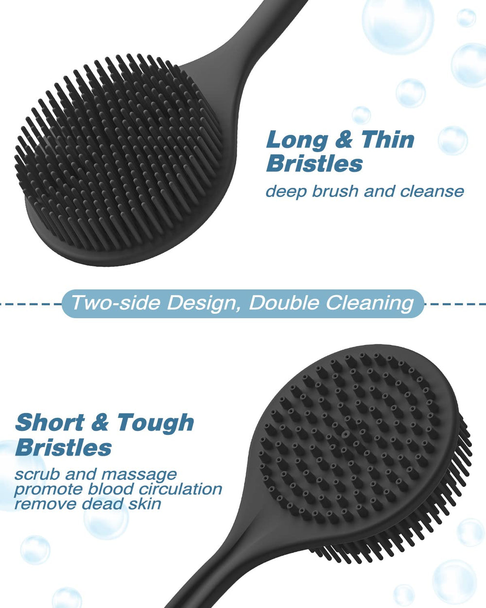 Manmihealth back scrubber with hanging loop enables quick drying and storage.