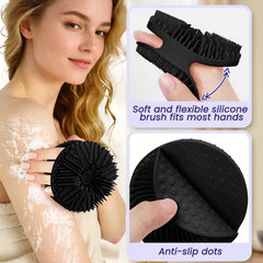 Manmihealth dual-sided silicone body scrubber anti slip dots provide secure grip during showers.