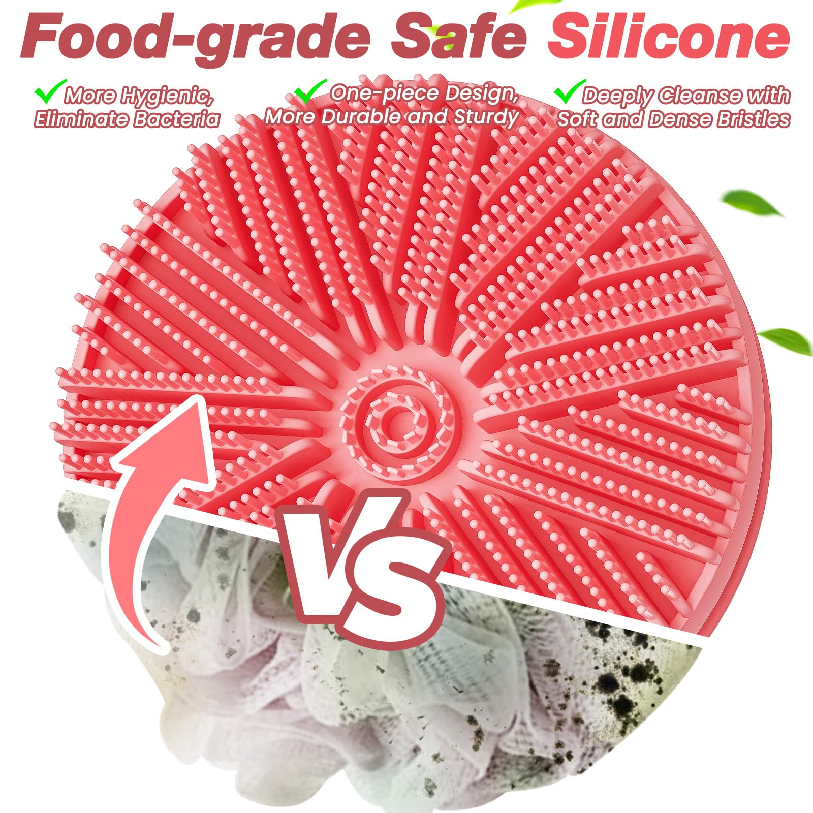 Manmihealth dual-sided silicone body scrubber one piece design offers durable long lasting use.