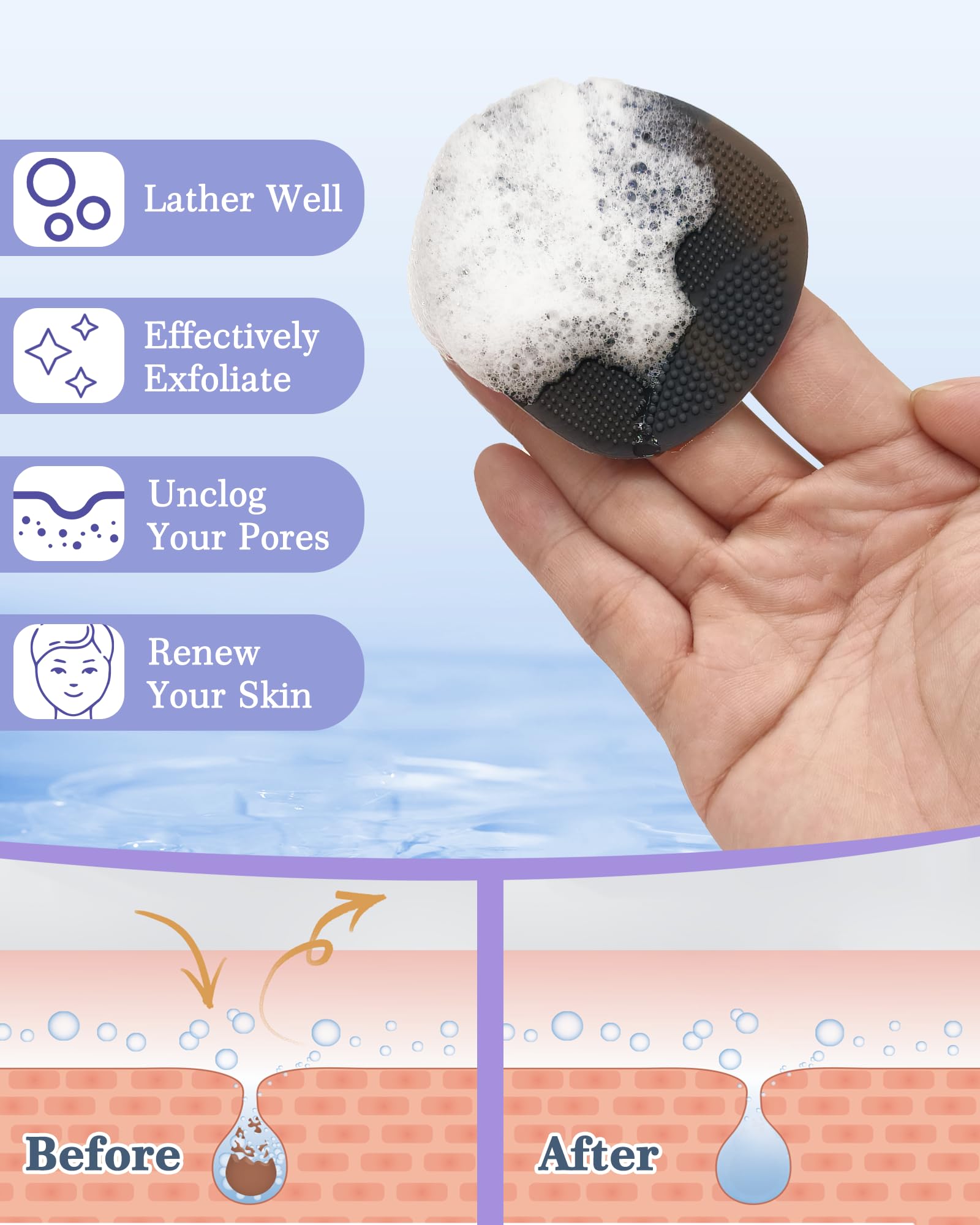 Manmihealth face brush detail highlights deep cleansing and pore care.