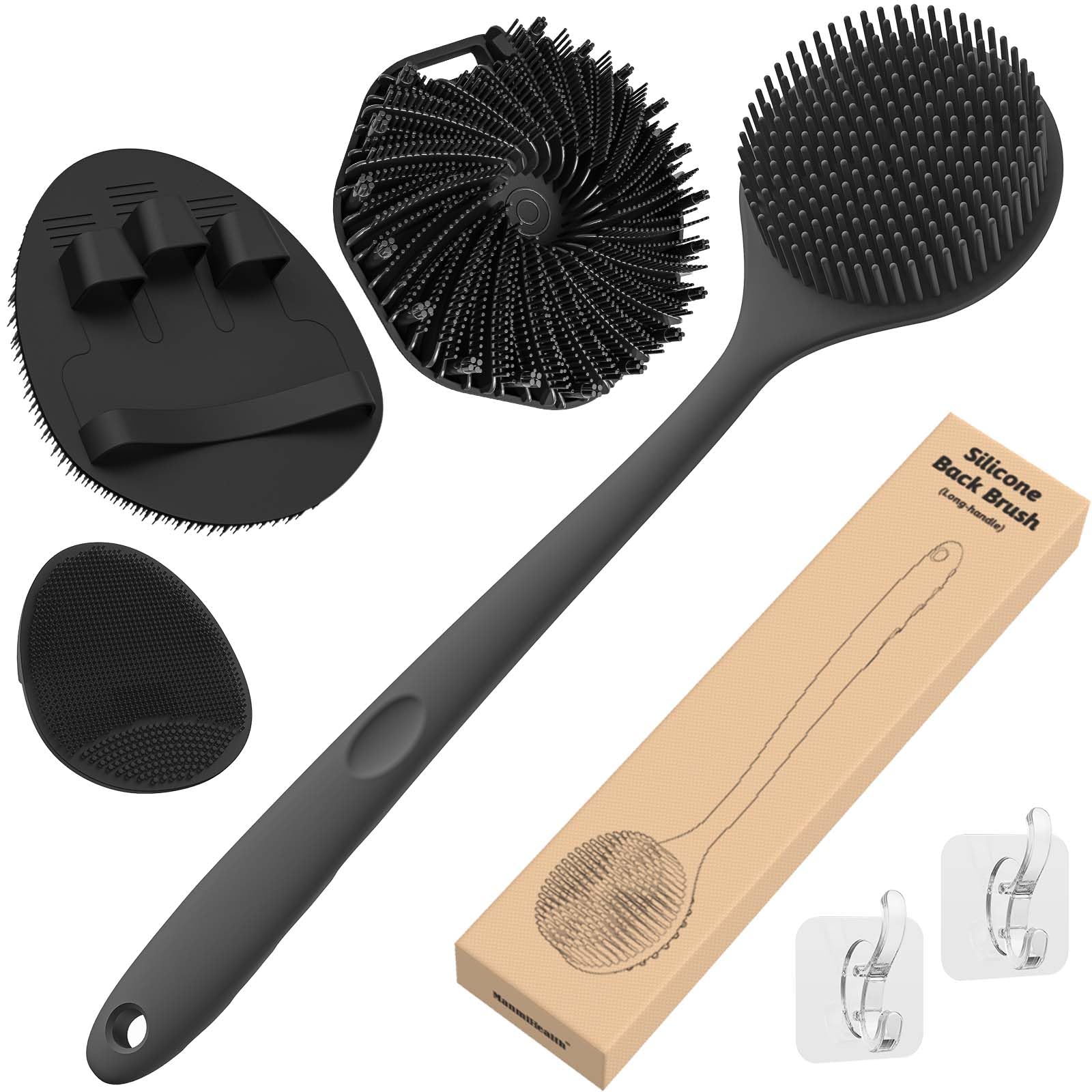 Manmihealth silicone back scrubber close-up shows easy back cleaning.