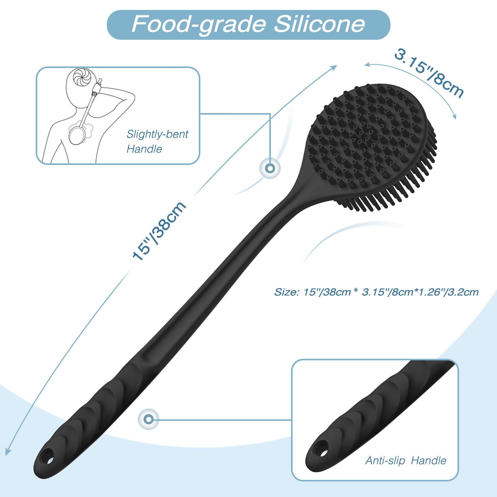 Manmihealth bath glove with soft bristles delivering rich lather for gentle cleansing