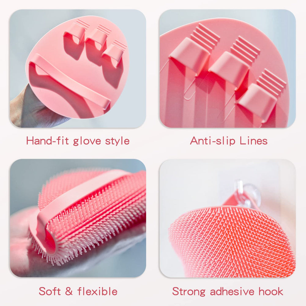 Manmihealth silicone scrub set close-up shows thick bristles and smooth texture.