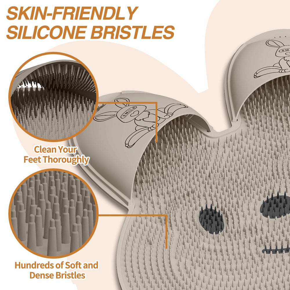 Manmihealth rabbit-design foot scrubber bristles close-up emphasize thorough cleansing and massage