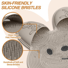 Manmihealth rabbit-design foot scrubber bristles close-up emphasize thorough cleansing and massage