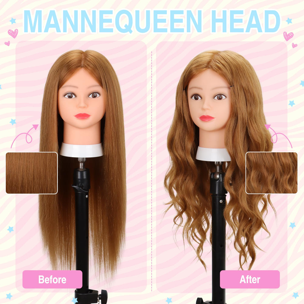 MannequeenHead blond hair head ready for washing and conditioning routines in a salon setting