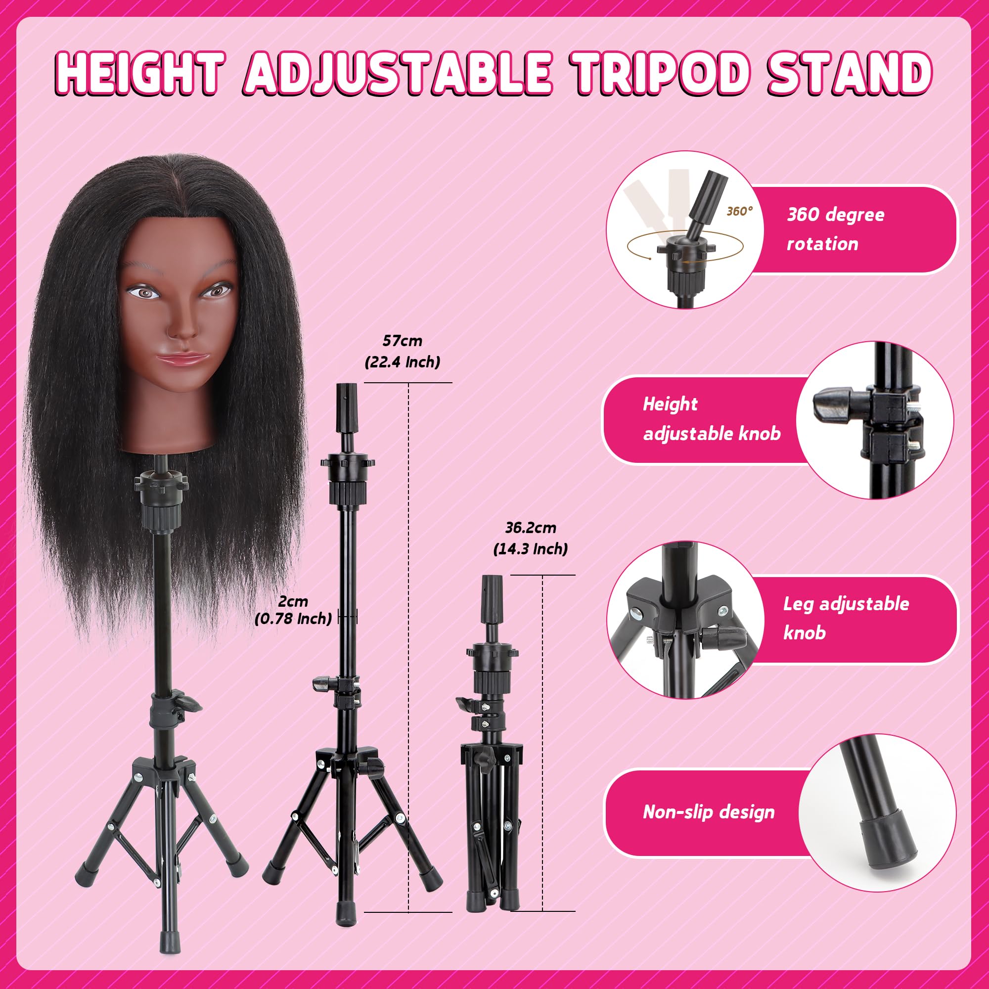 MannequeenHead mannequin head with styling tools pack for quick setup