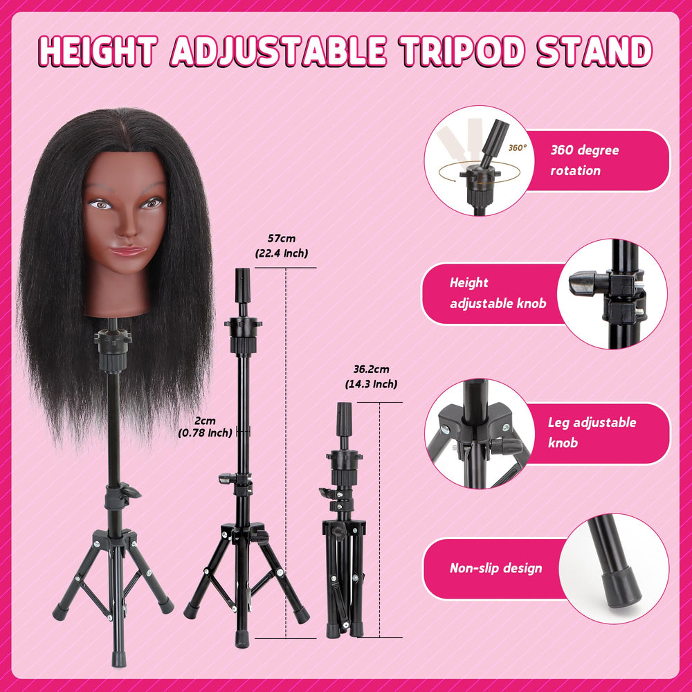 MannequeenHead mannequin head with styling tools pack for quick setup