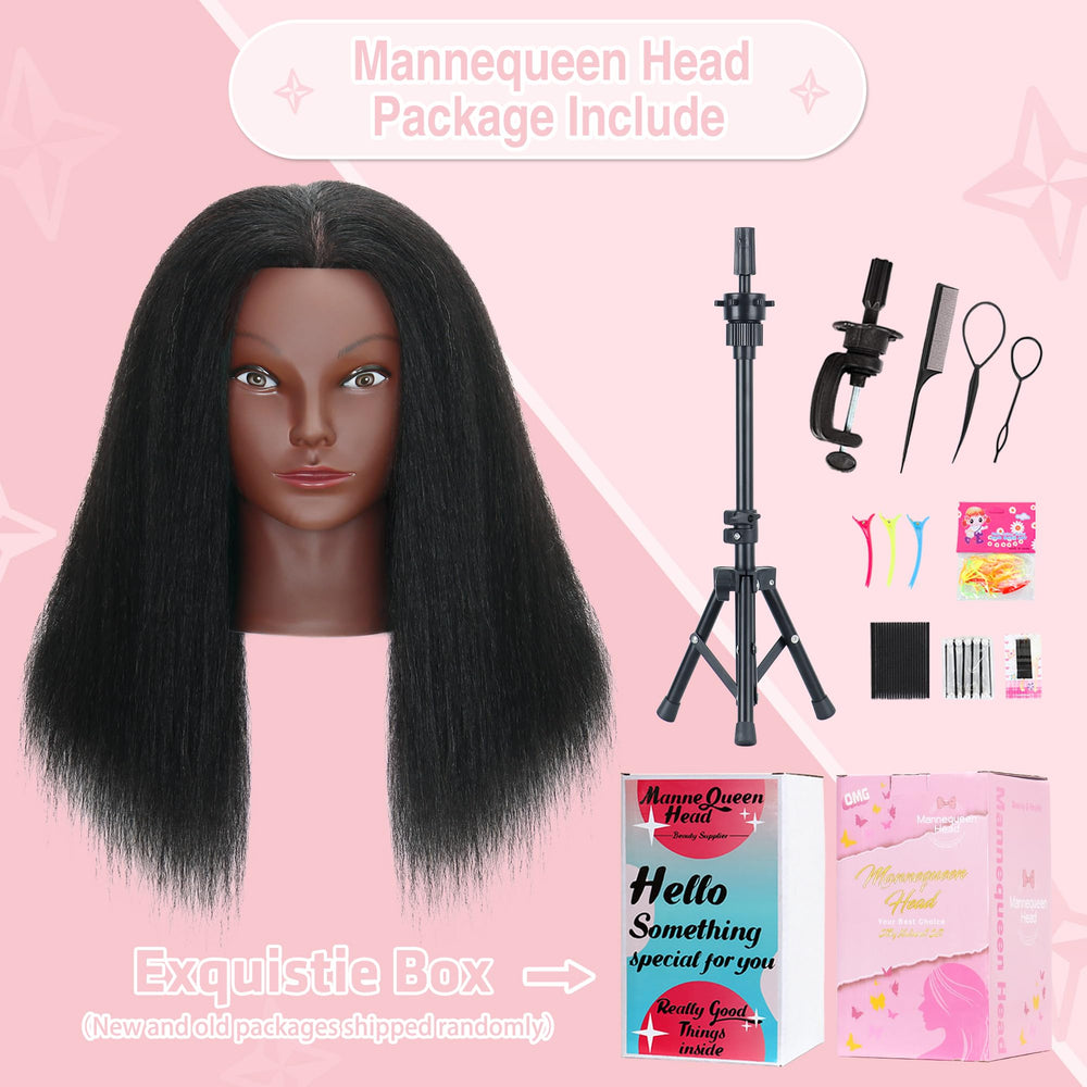 MannequeenHead tools pack with essential hairstyling implements.