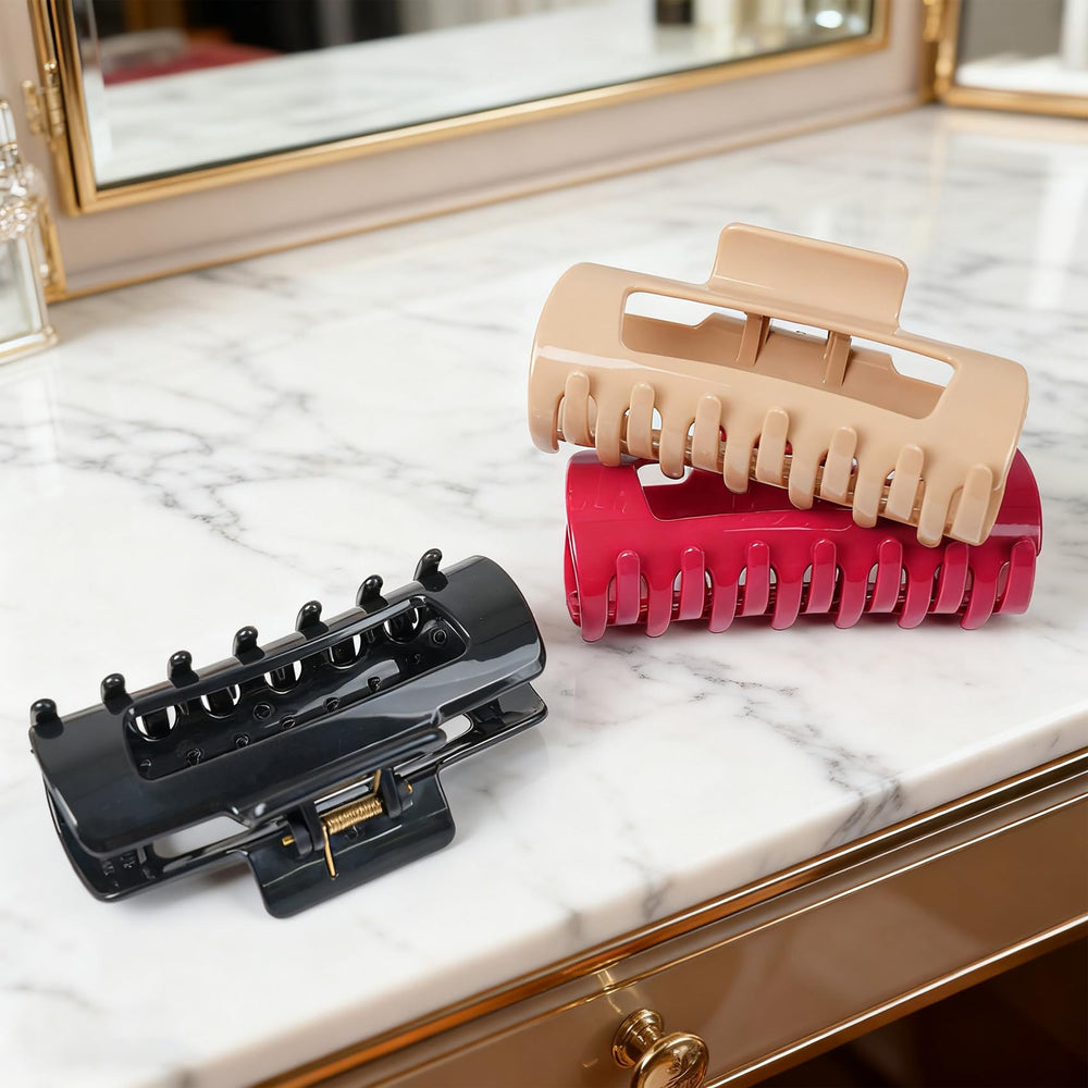 Manoai Original Hair Claw Clip colors khaki rose black white complement many looks.