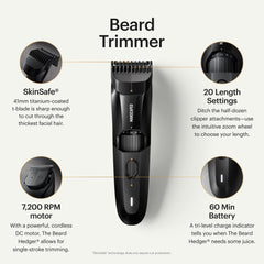 MANSCAPED Beard Hedger titanium-coated T-blade delivers clean, sharp lines.