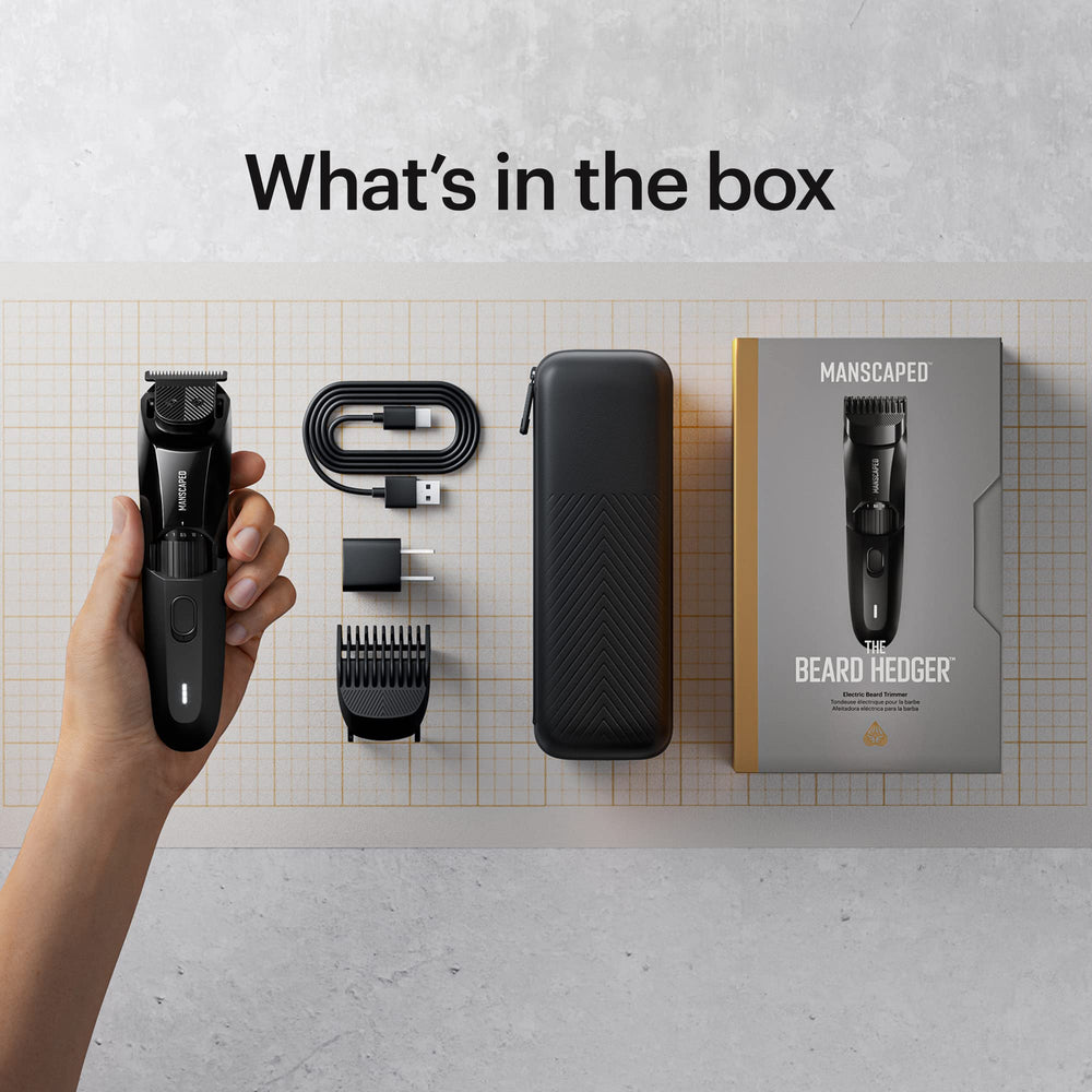 MANSCAPED Beard Hedger hard-shell travel case keeps accessories organized.