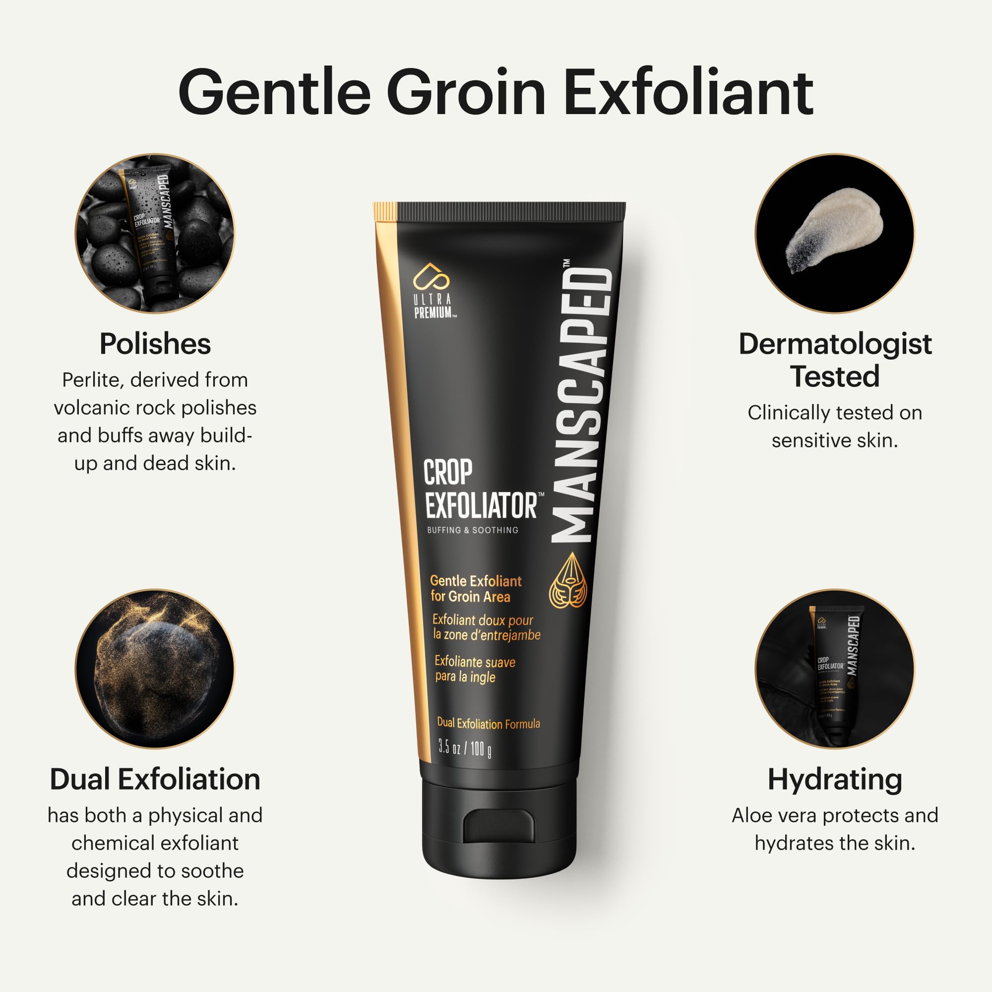 MANSCAPED Crop Exfoliator in use in the shower for prep before shaving.