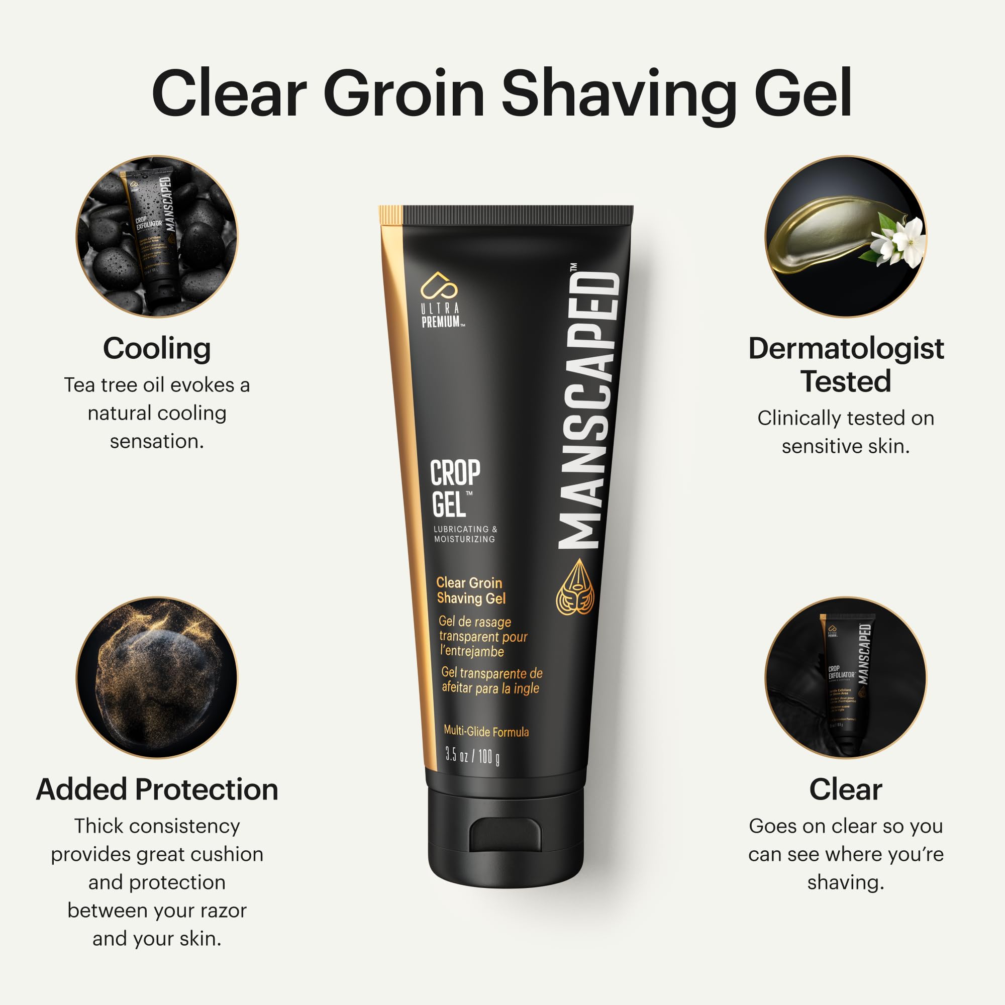 MANSCAPED Crop Gel clear-shave shows smooth glide during groin trimming.