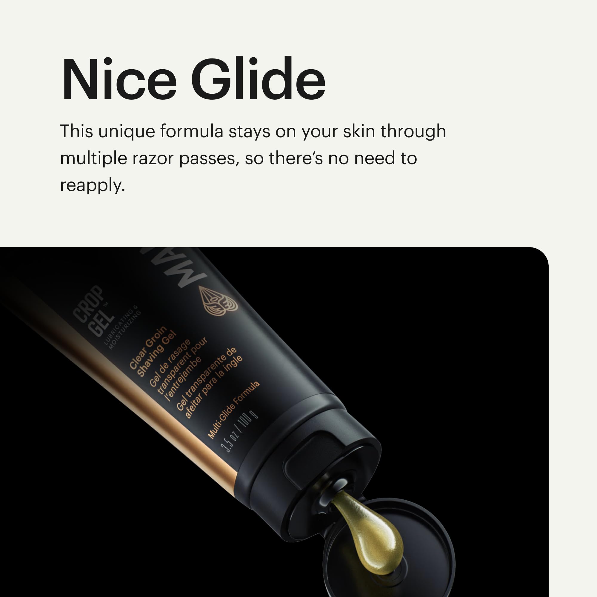 MANSCAPED Crop Gel vegan-dye-free-ingredients focuses on plant-based care.