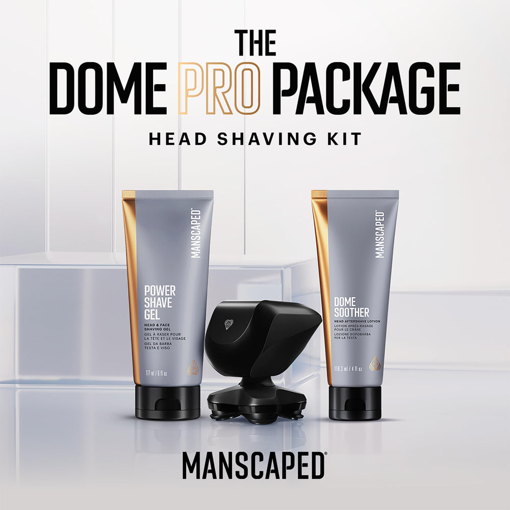 MANSCAPED Dome Shaver PRO five rotary blades for precise glide over scalp contours.