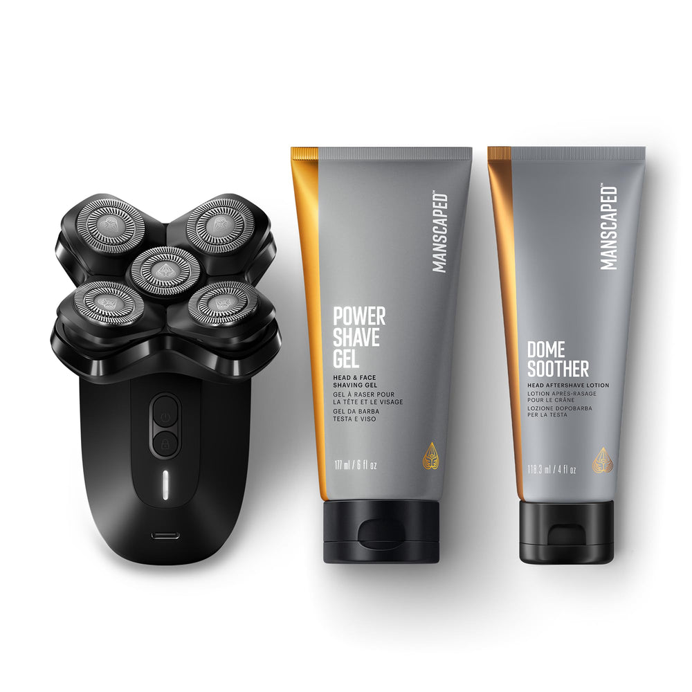 MANSCAPED The Dome Shaver PRO head shaver with ergonomic grip for smooth bald grooming.