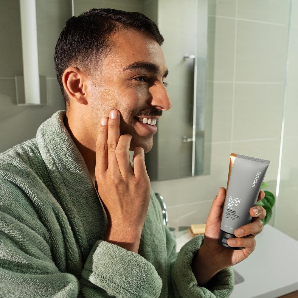 MANSCAPED Dome Soother hydrates skin after shave with clear-drying formula.