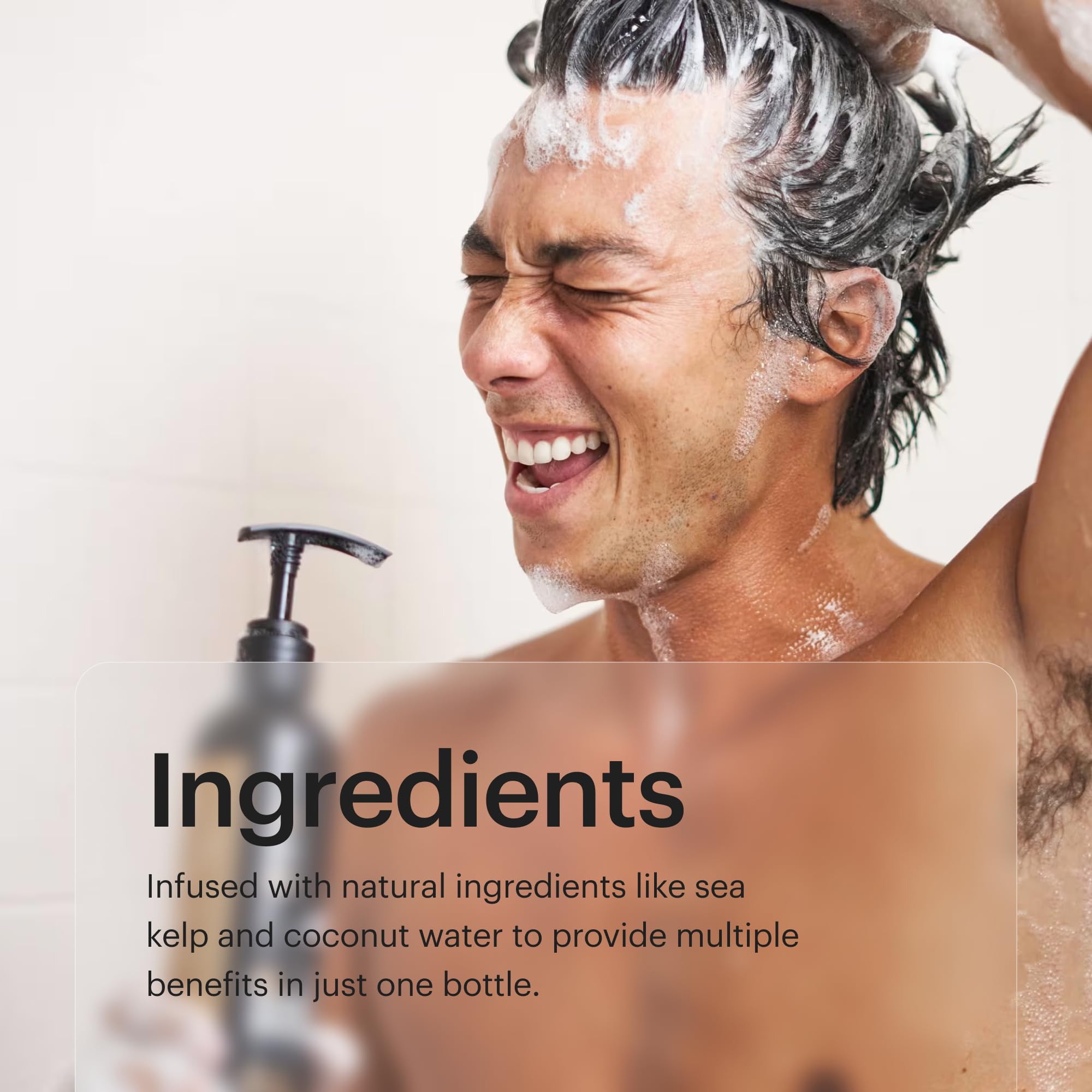 MANSCAPED dual-action formula label communicates cleansing plus moisturizing benefits.