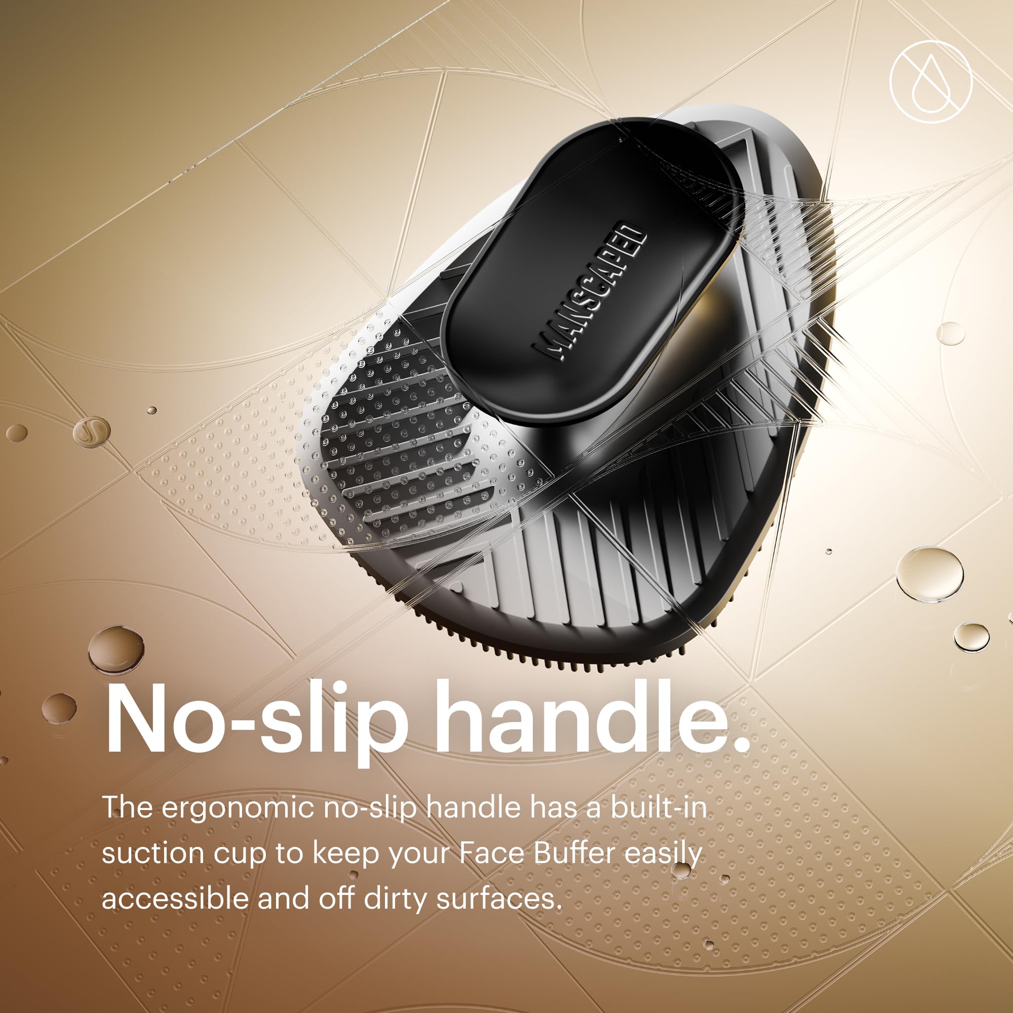 MANSCAPED The Face Buffer gentle-massage-action on cheeks and neck.