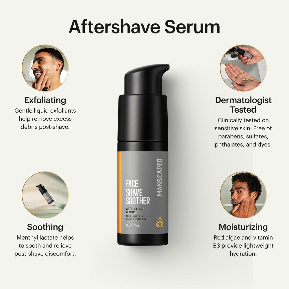 MANSCAPED Face Shave Soother texture on skin highlights gentle hydration and clear finish