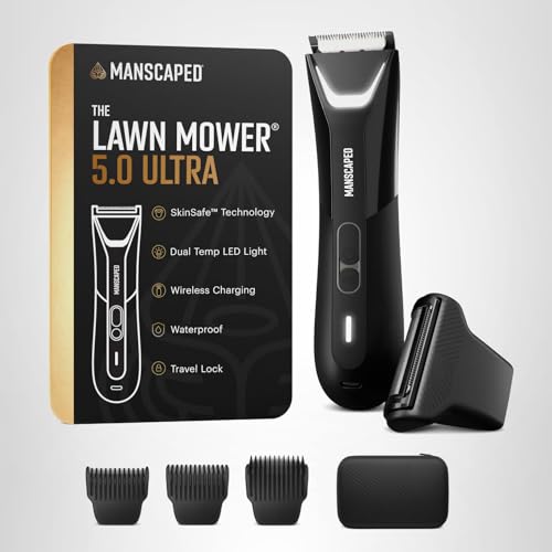 MANSCAPED Lawn Mower 5.0 Ultra packaging shows included blades and case