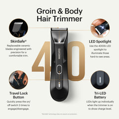 MANSCAPED The Lawn Mower 4.0 ceramic SkinSafe blades provide gentle, precise trimming.