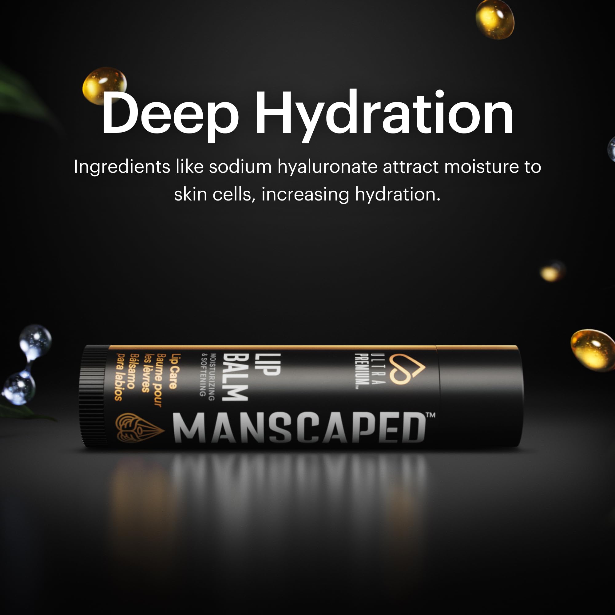 MANSCAPED lip balm vitamin E ingredient nourishes lips.