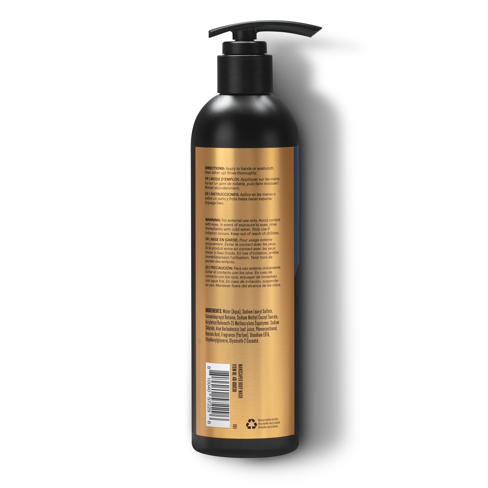 MANSCAPED Persevere body wash sea-salt texture shot suggests natural exfoliation and pore balance.