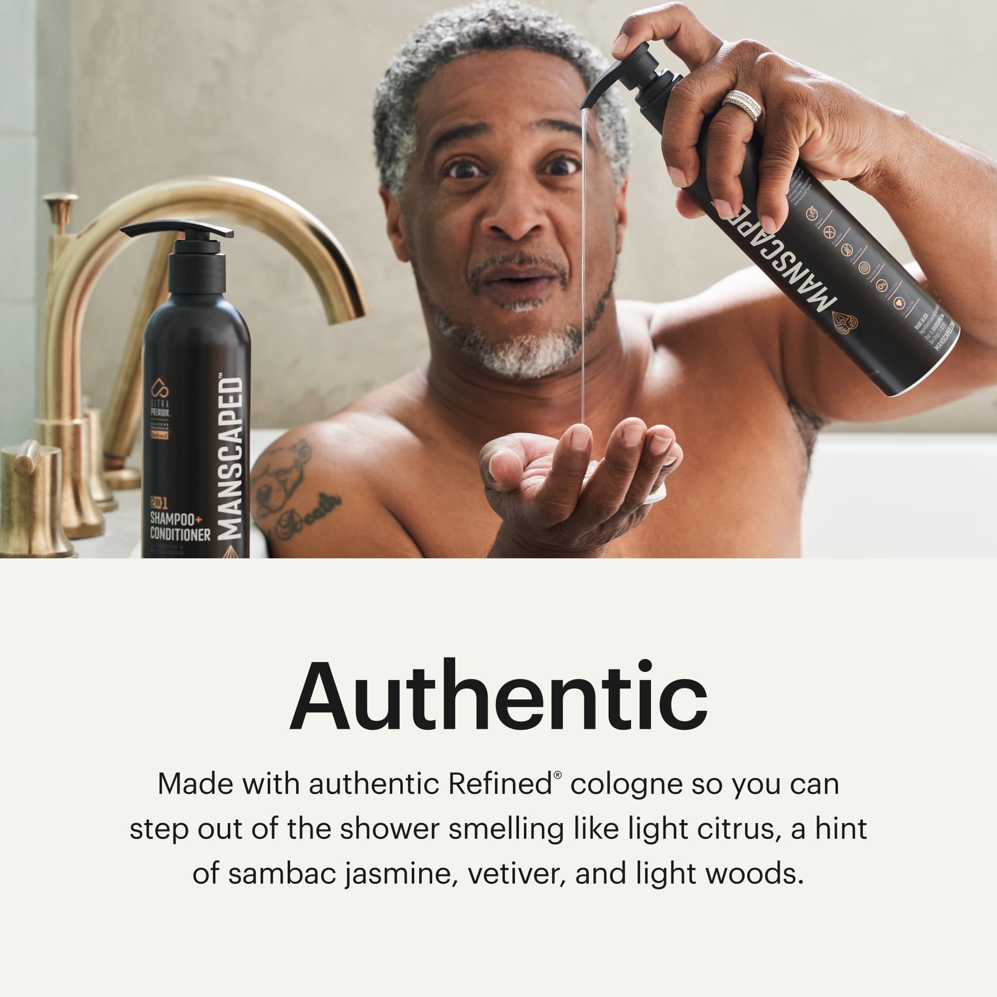 MANSCAPED refined cologne scent note with citrus and jasmine vibe.