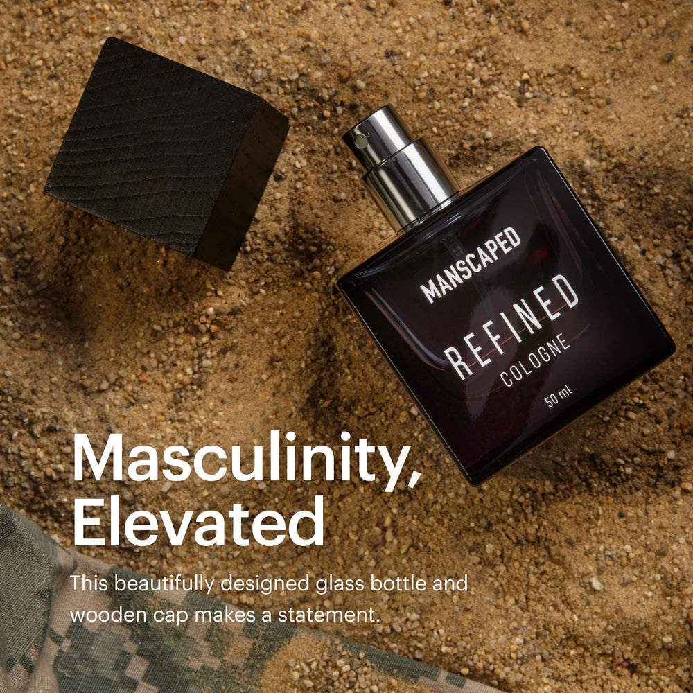 MANSCAPED Refined Vetiver base-notes reveal a lasting woody feel.