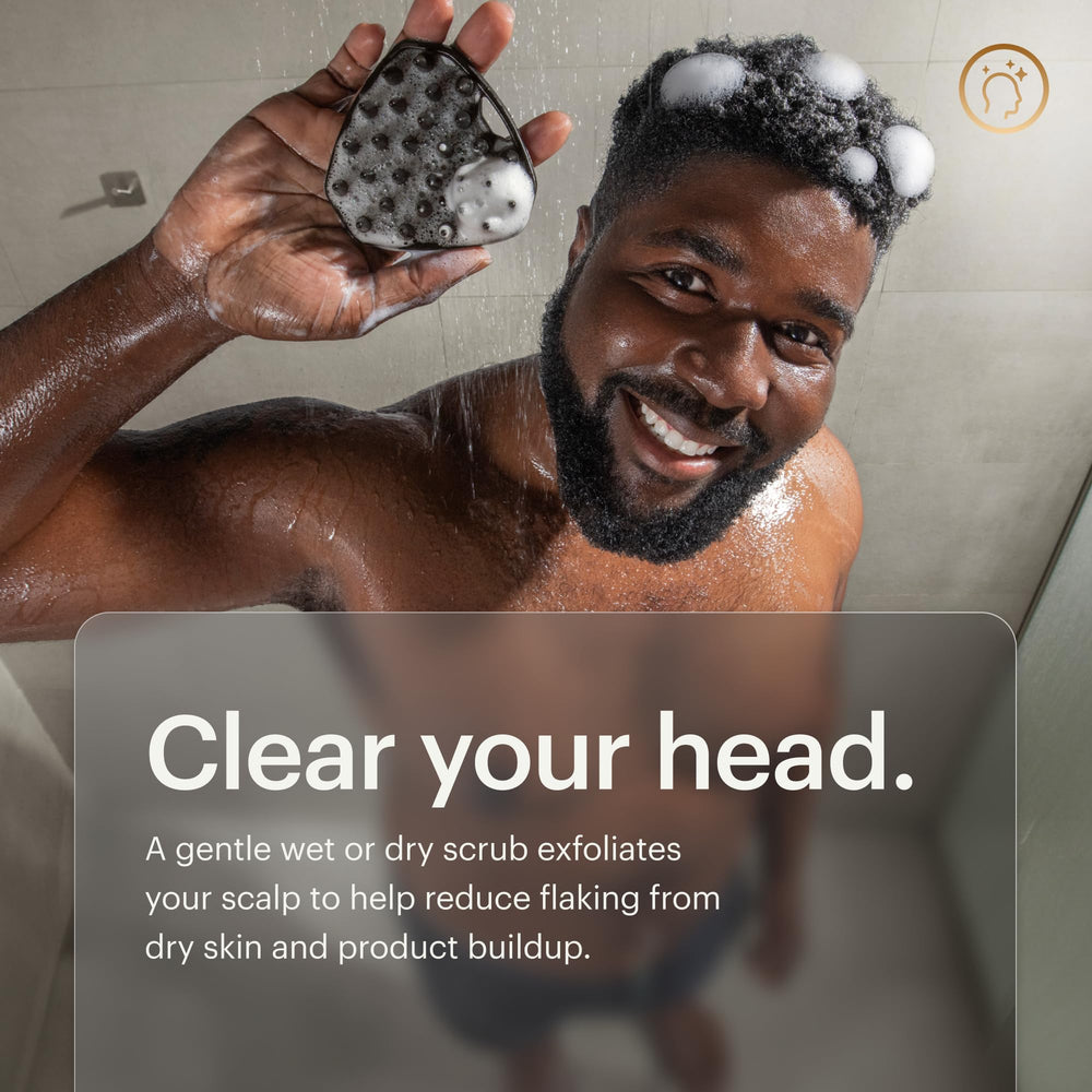 MANSCAPED Scalp Buffer silicone-material conveys durable, easy-clean construction.