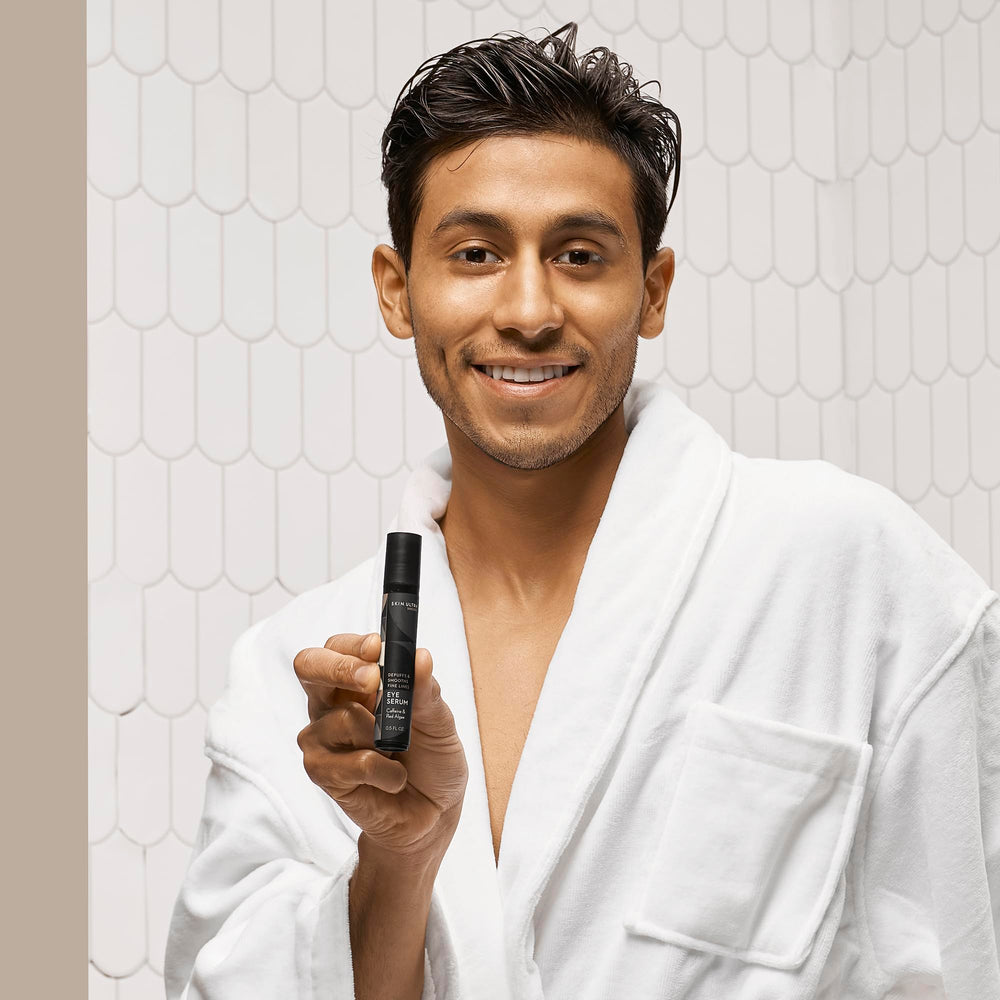 MANSCAPED Skin Ultra Eye Serum rollerball delivers cooling relief on the under-eye area.