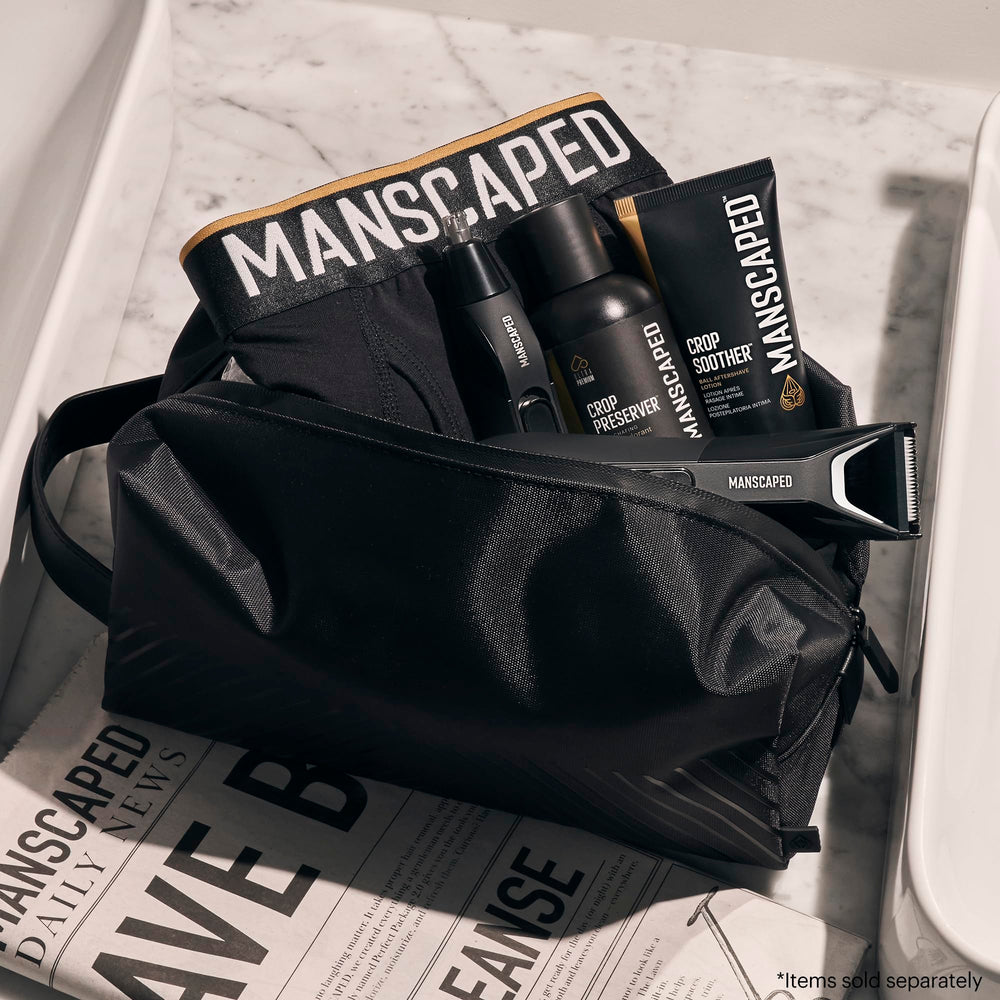 MANSCAPED The Shed 2.0 open compartment demonstrates organized internal pockets for essentials
